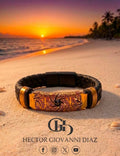 Horizon Filigree Leather and Copper Men’s Bracelet